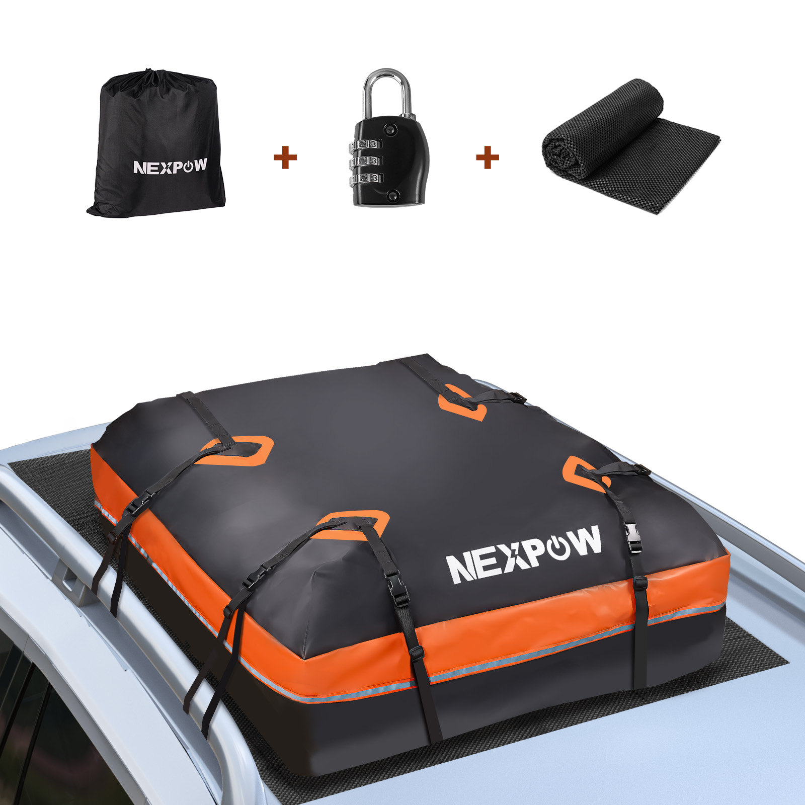 NEXPOW Car Rooftop Cargo Carrier Bag, 15 Cubic Feet 100% Waterproof ...