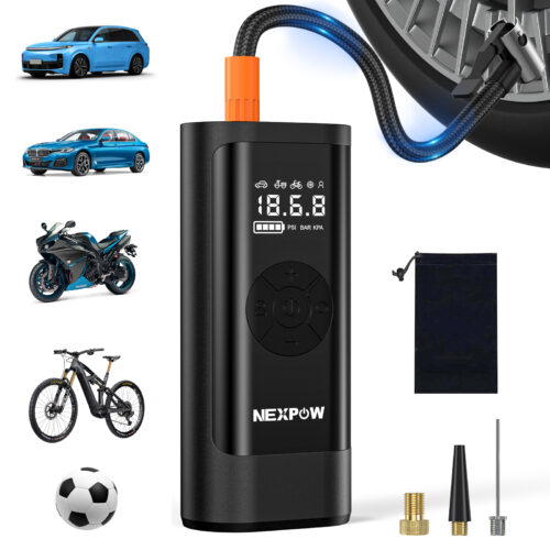 NEXPOW Tire Inflator Portable Air Compressor,150PSI Cordless Car Tire Air Pump,5000mAh Smart Pump with Pressure