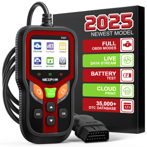 2025 NEXPOW OBD2 Scanner - Car Code Reader - Black/Red-V321